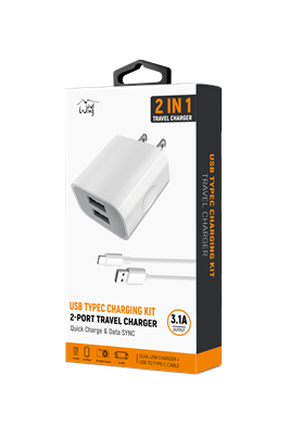 2-in-1 Travel Charger with 4ft USB-A to Lightning Cable