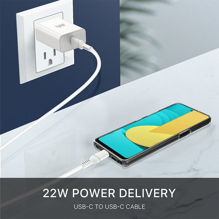 2-in-1 22W Travel Charger with 4ft USB-C to USB-C Cable