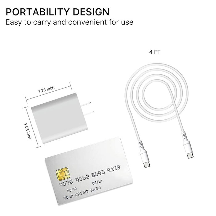 2-in-1 22W Travel Charger with 4ft USB-C to USB-C Cable