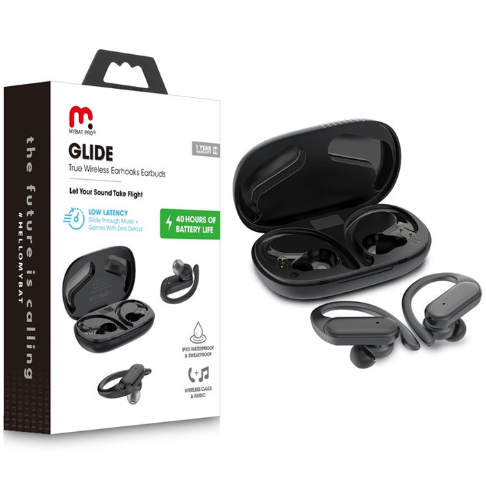 MyBat Pro Glide True Wireless Earhooks Earbuds with Charging Case