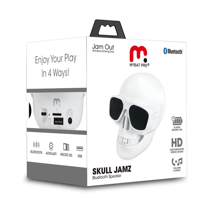 MyBat Pro Skull Jamz Bluetooth Speaker - White