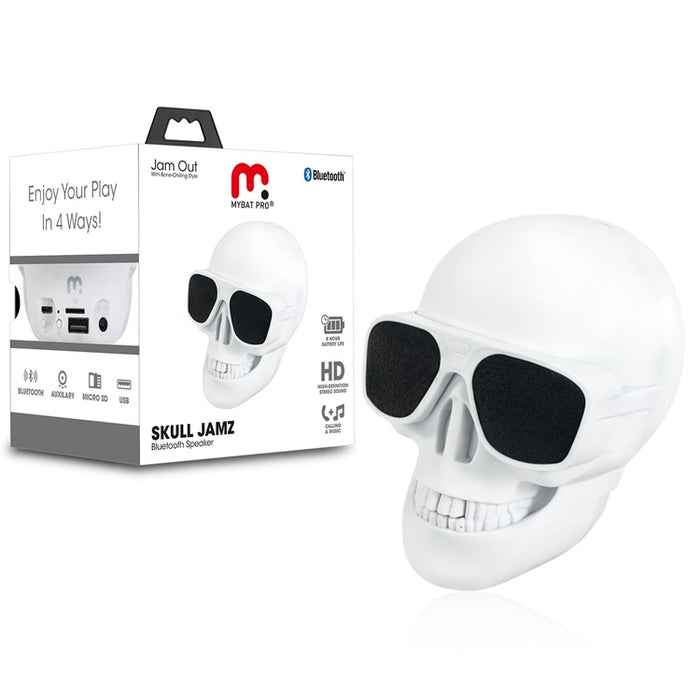 MyBat Pro Skull Jamz Bluetooth Speaker - White